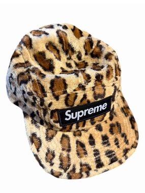 Supreme Leopard Print Camp Cap Fur Box Logo 5 Panel Hat Streetwear HYPE BEAST